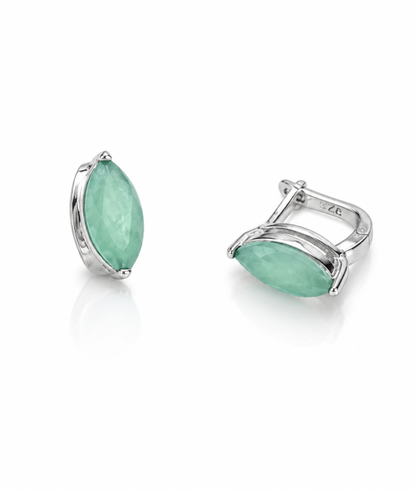 Set Elegant din Argint 925 cu Smarald Verde – Medalion, Inel și Cercei [4]