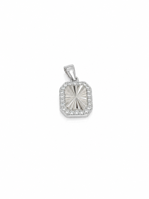 Set Elegant din Argint 925 cu Zirconii – Medalion și Cercei Geometrici [3]