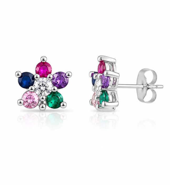 Set Floral Multicolor din Argint 925 – Cercei și Medalion [3]