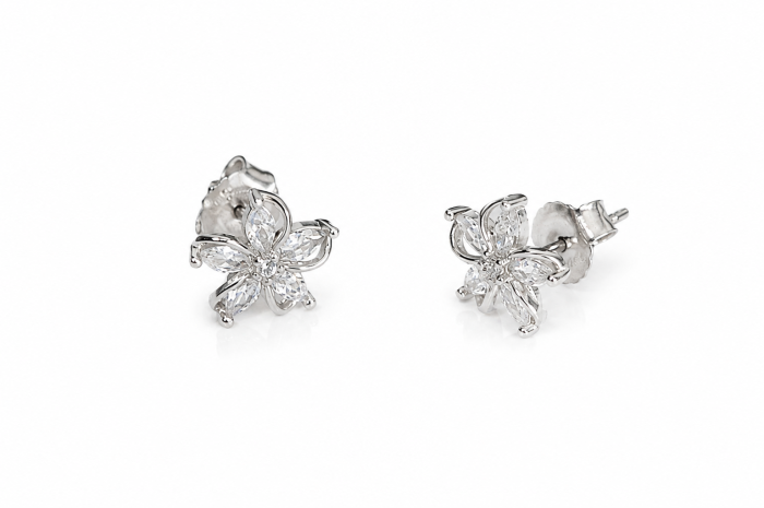 Set Floral din Argint 925 cu Zirconii – Medalion și Cercei [3]