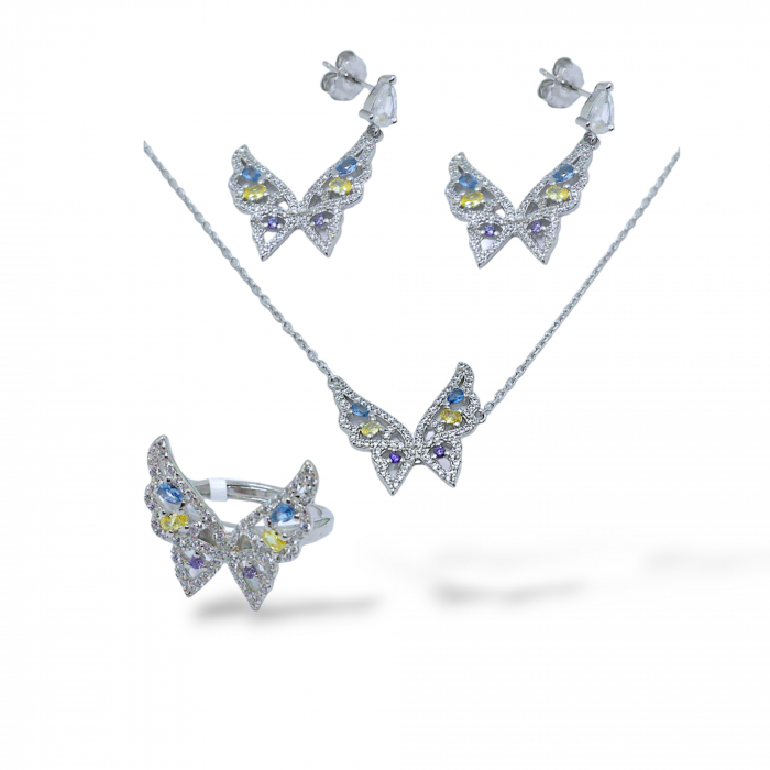Set Fluture din Argint 925 cu Pietre Multicolore – 12.62 g [1]