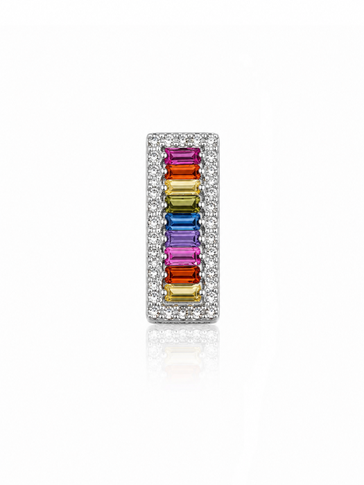 Set Modern Rainbow din Argint 925 – Medalion, Inel și Cercei cu Pietre Multicolore [4]