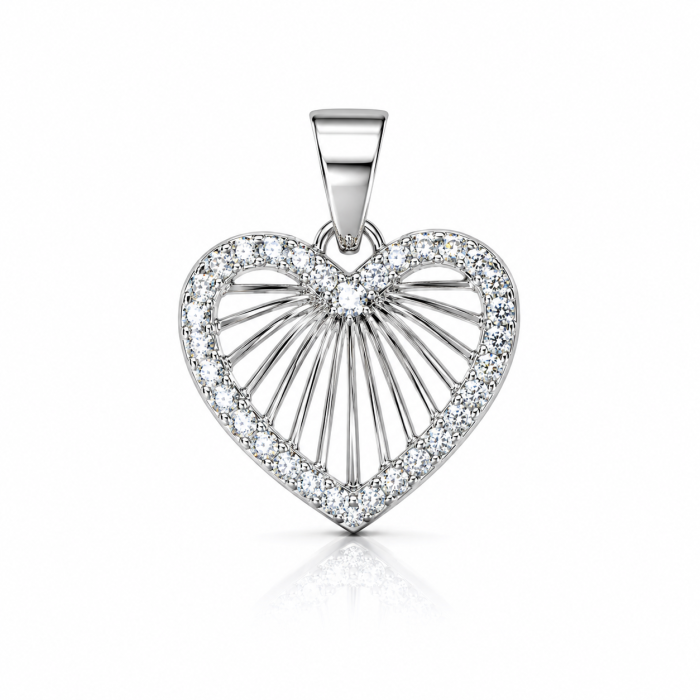 Set Romantic din Argint 925 cu Inimă Strălucitoare – Medalion și Cercei [2]