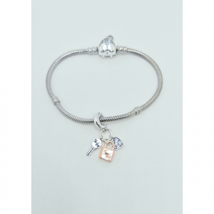 Talisman Inimă, Lacăt și Cheie din Argint 925 cu Cristale Zirconia – 3.99 g [3]