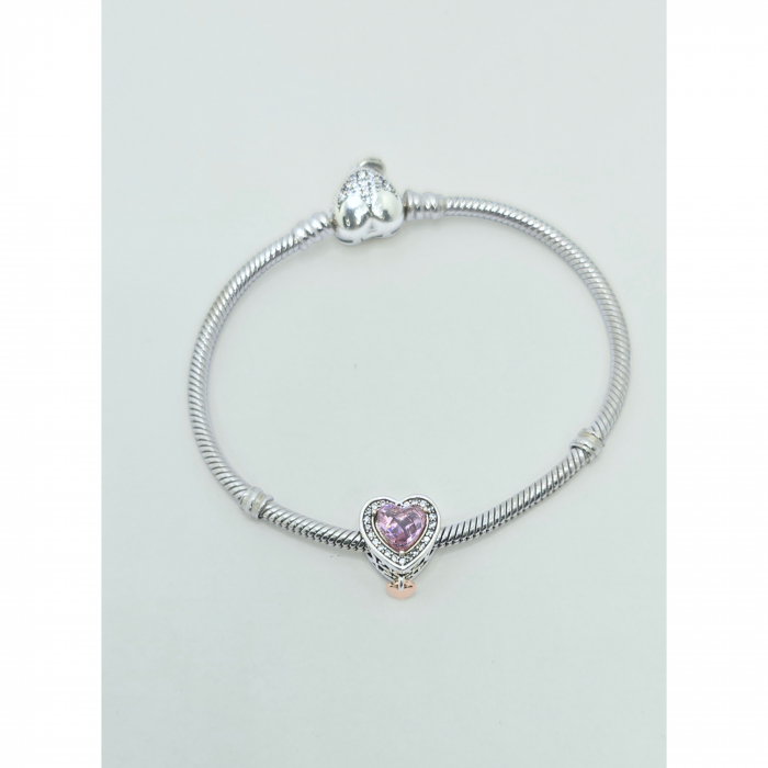 Talisman "Mom" Inimioară cu Piatra Mov din Argint 925 cu Cristale Zirconia – 3.05 g [4]