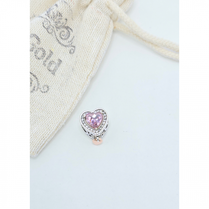 Talisman "Mom" Inimioară cu Piatra Mov din Argint 925 cu Cristale Zirconia – 3.05 g [3]