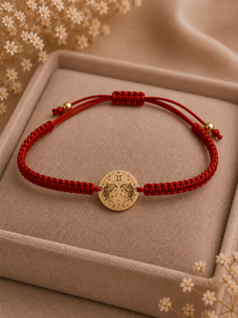 Bratari cu snur - Brățară cu Zodie din Aur 14K, Reglabilă, Personalizabilă