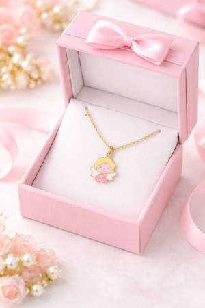Colier copii din aur 14K – Îngeraș colorat [1]