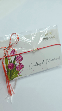 Bratari cu snur - Bratara cu biluta din Aur 14 kt si Perla naturala