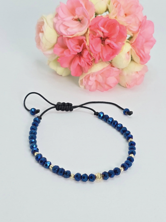 Bratari cu snur - Bratara cu bilute din Aur 14 kt si Hematite Electroplacate