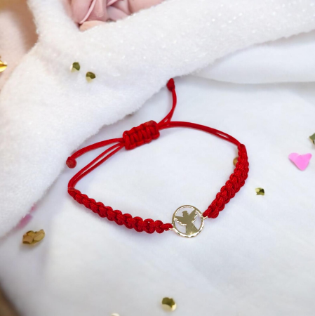 Bratari cu snur - Bratara cu Ingeras cu snur si Aur 14 kt