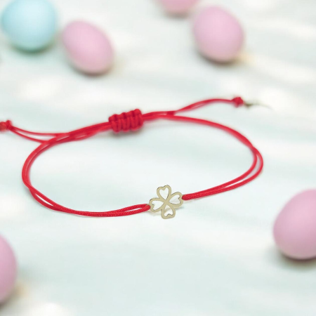 Bratari cu snur - Bratara cu Trifoi din Aur 14 kt