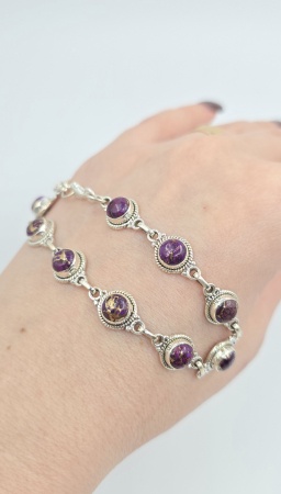 Brățară din argint 925 cu ametist și inserții aurii – model vintage elegant [1]