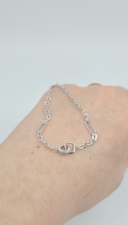 Brățară din argint 925 cu element geometric și lanț mixt – reglabilă [1]