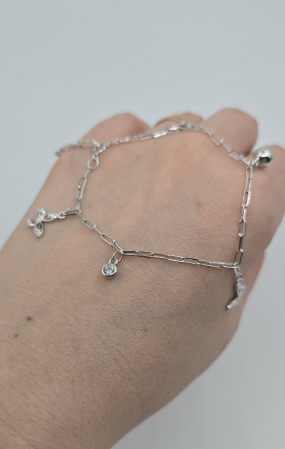 Brățară din Argint 925 cu Elemente Fluturas , Pietre Zirconia Transparente – 16 cm - 19 cm,  3.98 g [1]