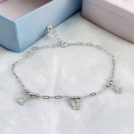 Bratari din argint - Brățară din argint 925 cu fluturi – model delicat elegant
