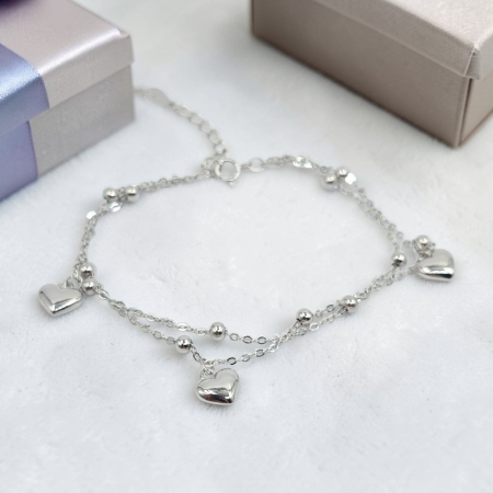 Bratari din argint - Brățară din argint 925 cu inimioare – model delicat romantic