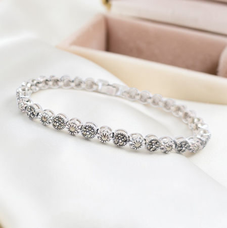 Bratari din argint - Brățară din argint 925 cu marcazite – model vintage elegant