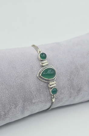 Brățară din argint 925 cu onix verde – model elegant clasic [1]