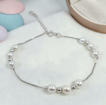 Bratari din argint - Brățară din argint 925 cu perle – model delicat elegant