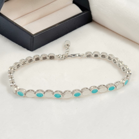 Bratari din argint - Brățară din argint 925 cu pietre turcoaz – model elegant modern