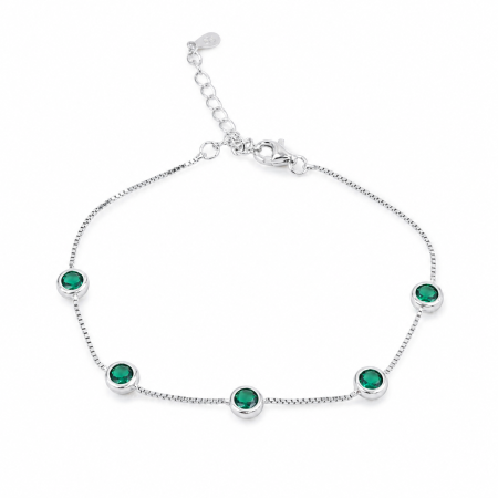 Brățări din argint 925 - Brățară din argint 925 cu pietre verzi – model minimalist elegant