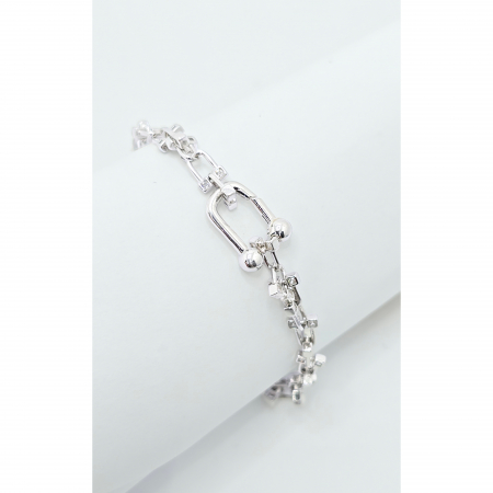 Bratari din argint - Brățară din Argint 925 cu Zale și Pietre Zirconia – 18 cm, 12,63 g