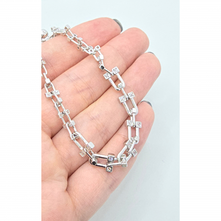 Brățară din Argint 925 cu Zale și Pietre Zirconia – 18 cm, 12,63 g [3]