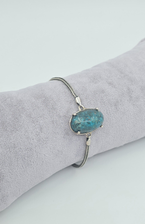 Brățară din Argint 925, Model Antichizat cu Piatră Semiprețioasă Blue Copper Turquoise – 12,78 g [1]
