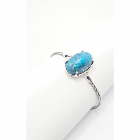 Bratari din argint - Brățară din Argint 925, Model Antichizat cu Piatră Semiprețioasă Blue Copper Turquoise – 12,78 g