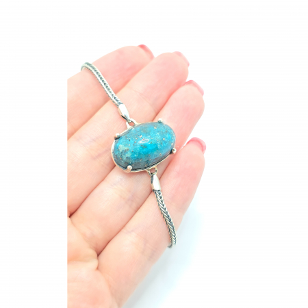 Brățară din Argint 925, Model Antichizat cu Piatră Semiprețioasă Blue Copper Turquoise – 12,78 g [3]