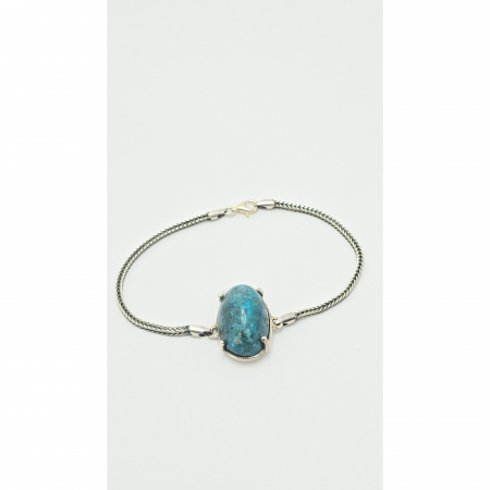 Brățară din Argint 925, Model Antichizat cu Piatră Semiprețioasă Blue Copper Turquoise – 12,78 g [2]