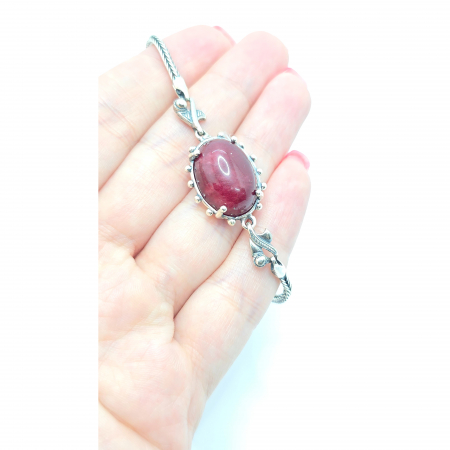 Brățară din Argint 925, Model Antichizat cu Piatră Semiprețioasă Natural Coral – 11,52 g [3]