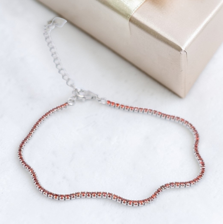 Bratari din argint - Brățară din argint 925 tip tennis cu pietre portocalii – reglabilă