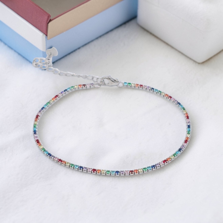 Bratari din argint - Brățară din argint 925 tip tennis multicolor (rainbow) – reglabilă