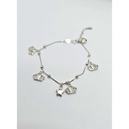 Brățară din Argint 925 cu Element Coroană și Cristale Zirconia Transparente – 5.89 g [2]