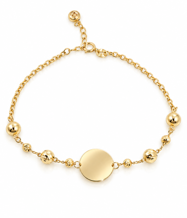 Brățări din aur 14K - Brățară din Aur 14K cu Bănuț Personalizabil și Accente Aurii – Model Elegant