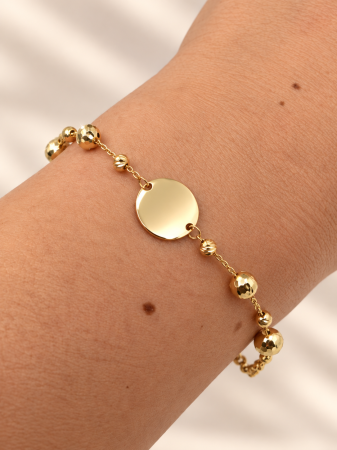 Brățară din Aur 14K cu Bănuț Personalizabil și Accente Aurii – Model Elegant [2]