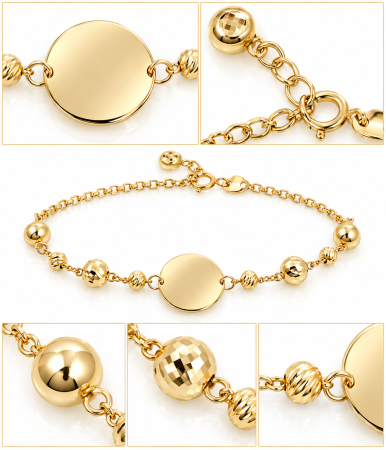 Brățară din Aur 14K cu Bănuț Personalizabil și Accente Aurii – Model Elegant [1]