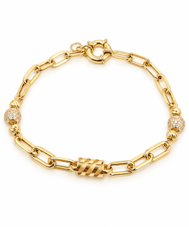 Brățări din aur 14K - Brățară din Aur 14K cu Bilă Decorativă și Elemente Pavé – Model Elegant