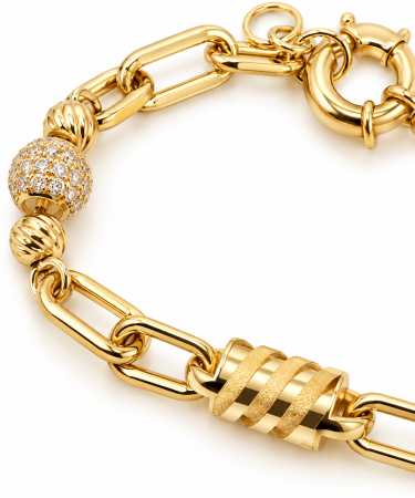Brățară din Aur 14K cu Bilă Decorativă și Elemente Pavé – Model Elegant [1]