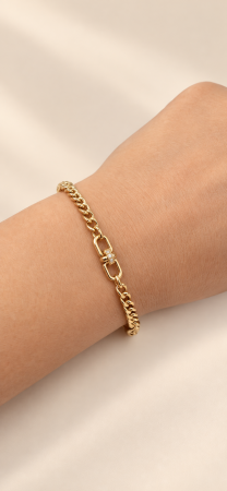 Brățară din Aur 14K cu Design Modern și Elemente Tip Lanț – Model Elegant [2]