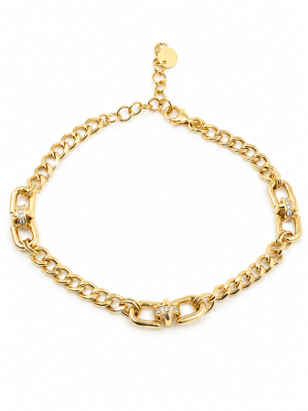 Brățări din aur 14K - Brățară din Aur 14K cu Design Modern și Elemente Tip Lanț – Model Elegant