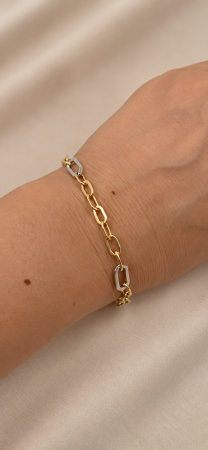 Brățară din Aur 14K cu Design Tricolor și Zale Tip Paperclip [2]
