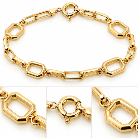 Brățară din Aur 14K cu Elemente Geometrice – Model Elegant cu Zale Octogonale [2]