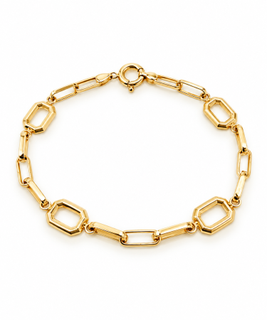 Brățări din aur 14K - Brățară din Aur 14K cu Elemente Geometrice – Model Elegant cu Zale Octogonale