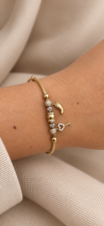 Brățară din Aur 14K cu Inimă, Cheiță și Tălpiță – Model Elegant și Delicat [2]