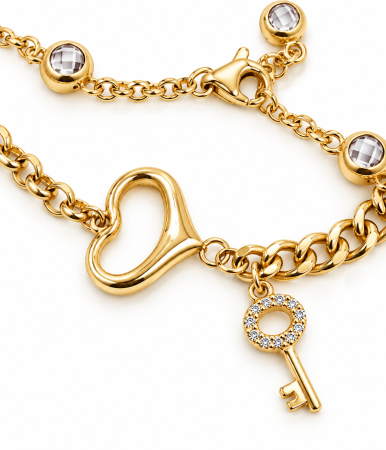 Brățară din Aur 14K cu Inimă și Cheiță Decorativă [1]