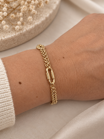 Brățară din Aur 14K cu Lanț Dublu și Elemente Geometrice – Model Elegant [2]