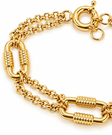 Brățară din Aur 14K cu Lanț Dublu și Elemente Geometrice – Model Elegant [1]